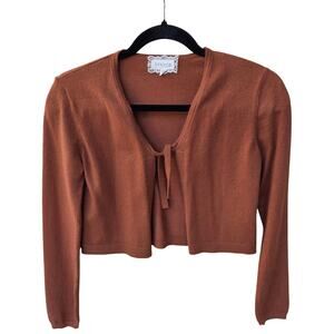Btween Girls Rust Brown Knit Tie-Front Shrug Cropped Cardigan Sweater Size 12